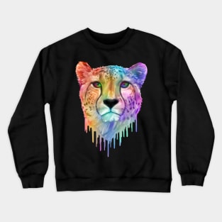 Rainbow Drip Cheetah Print Crewneck Sweatshirt